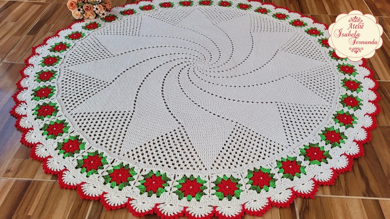 Tapete Redondo Espiral Com Flores 🌺 Com Emenda do Square sem Cortar o Fio Passo a Passo Completo