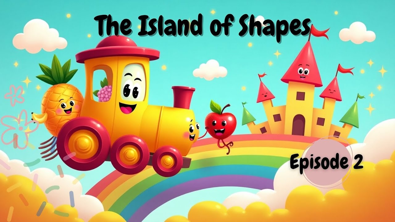🚂✨ The Magical Fruit Train – Episode 2: The Island of Shapes 🟨🔵🟥 | Kids Story I English Short StoryI