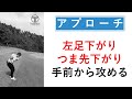 ピンまで70ヤード、65ヤードのエッジに落として寄せます。