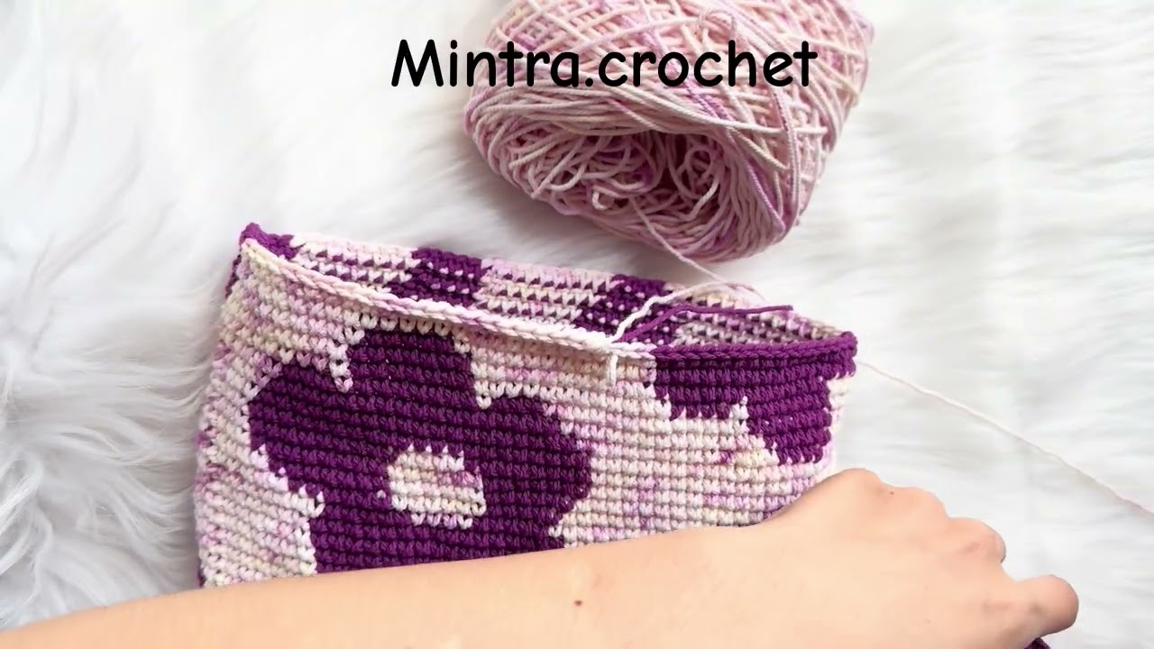 อธิบายการถักกระเป๋าลายดอกไม้#นักถักมือซ้าย #กระเป๋าถัก