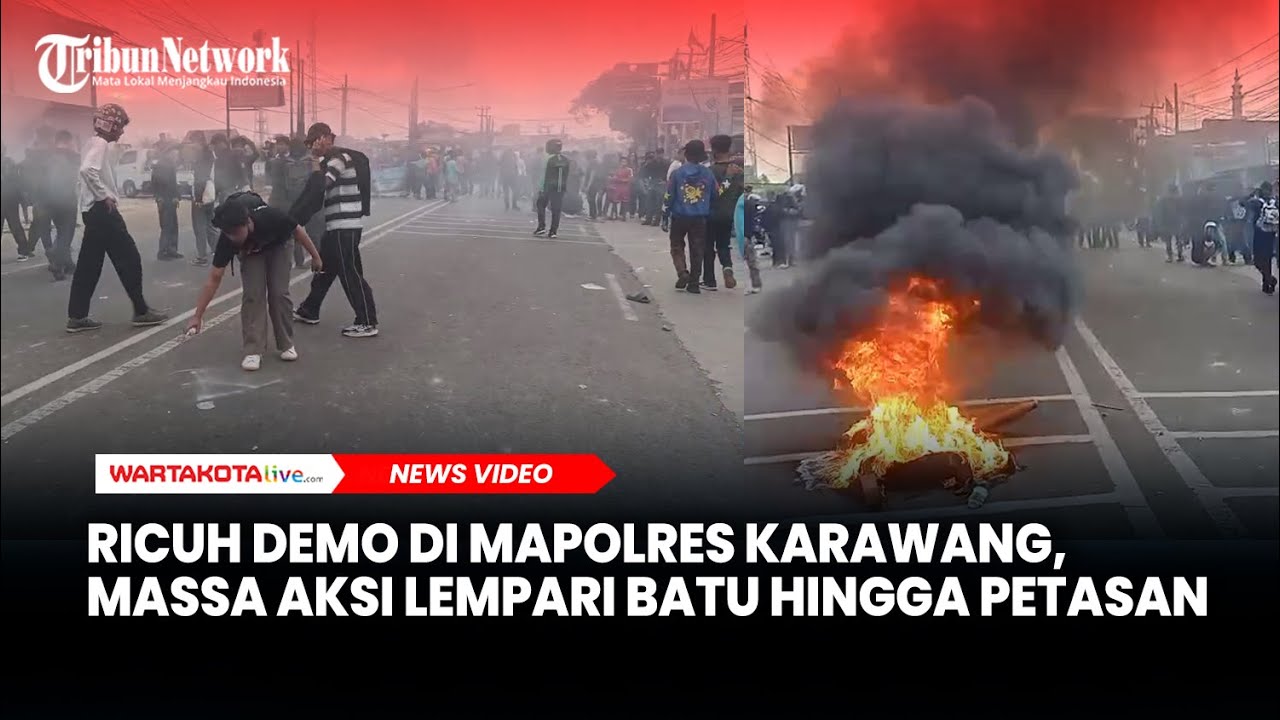 Ricuh Demo di Mapolres Karawang, Massa Aksi Lempari Batu hingga Petasan