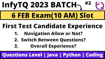 InfyTQ 2023 BATCH Today 6 Feb (10AM) First Test Candidate Experience | Infytq Complete Experience