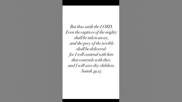 Thumbnail of Isaiah 49:25.                       #glorytoGod #LORD #Bibleverse #Scriptureverse #KJV