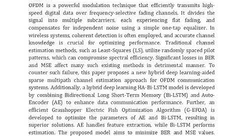 Hybrid AE and Bi LSTM Aided Sparse Multipath Channel Estimation in OFDM Systems