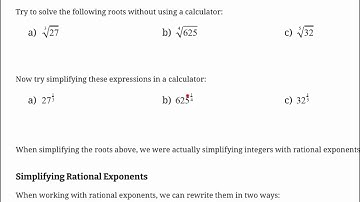 Working with Rational Exponents (MCF3M / MAP4C)