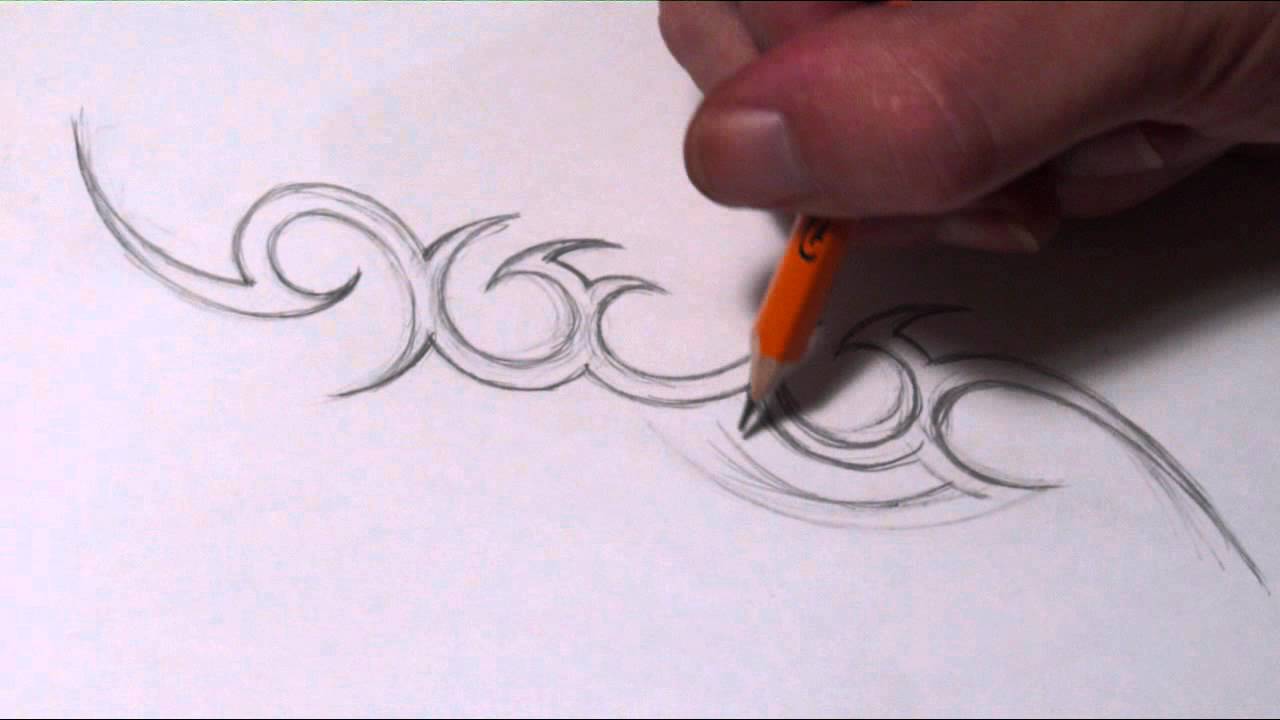 Drawing A Simple Tribal Name Tattoo Design Youtube