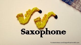 Rainbow Loom Saxophone 3D Charm - How to - Emoji/Emoticon/Music Series