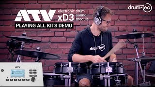 ATV xD3 electronic drum sound module playing all kits demo with EXS5 kit