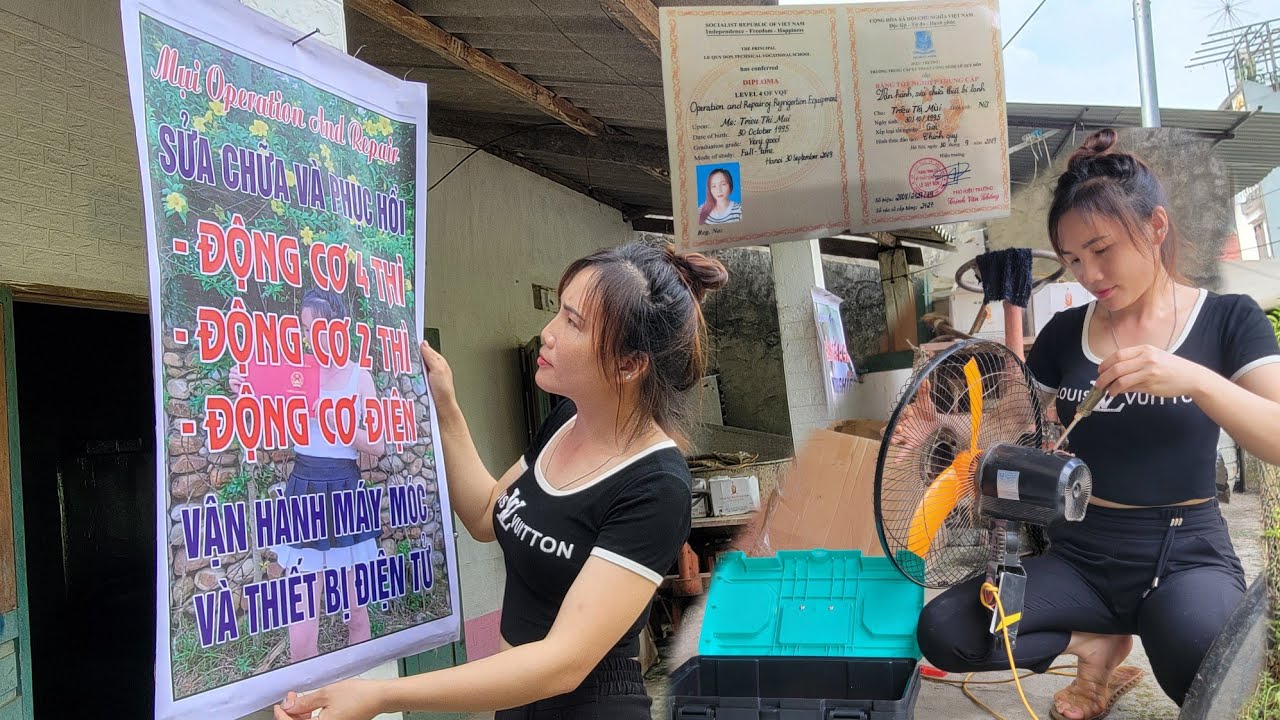 Receiving a repair certificate, the girl began her journey to start a repair business.