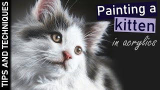 How to paint a kitten in acrylics | Painting realistic fur