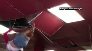 Woman falls through ceiling while trying to escape from police