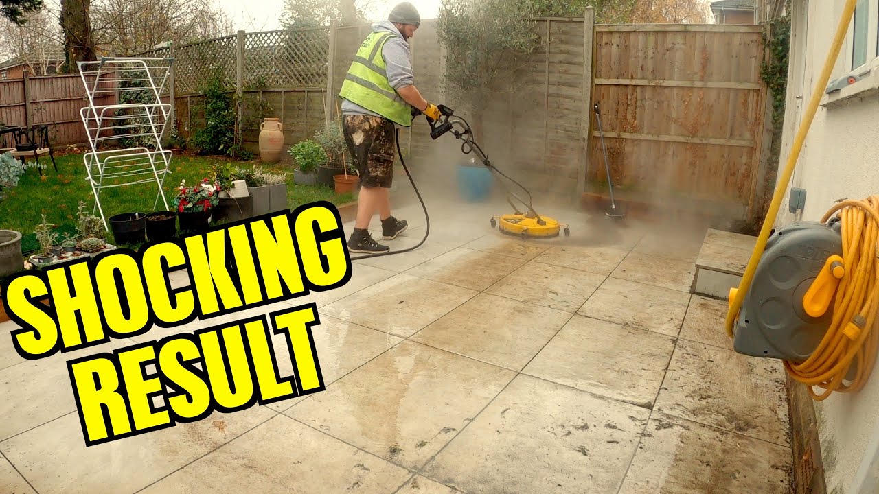 Pressure washing FILTHY PATIO for homeowner!  Ultimate Cleaning Hacks for Sparkling Tiles