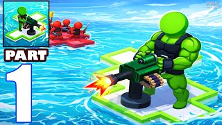 War of Rafts: Crazy Sea Battle – Gameplay Walkthrough Part 1 | Minigun Raft Build screenshot 3