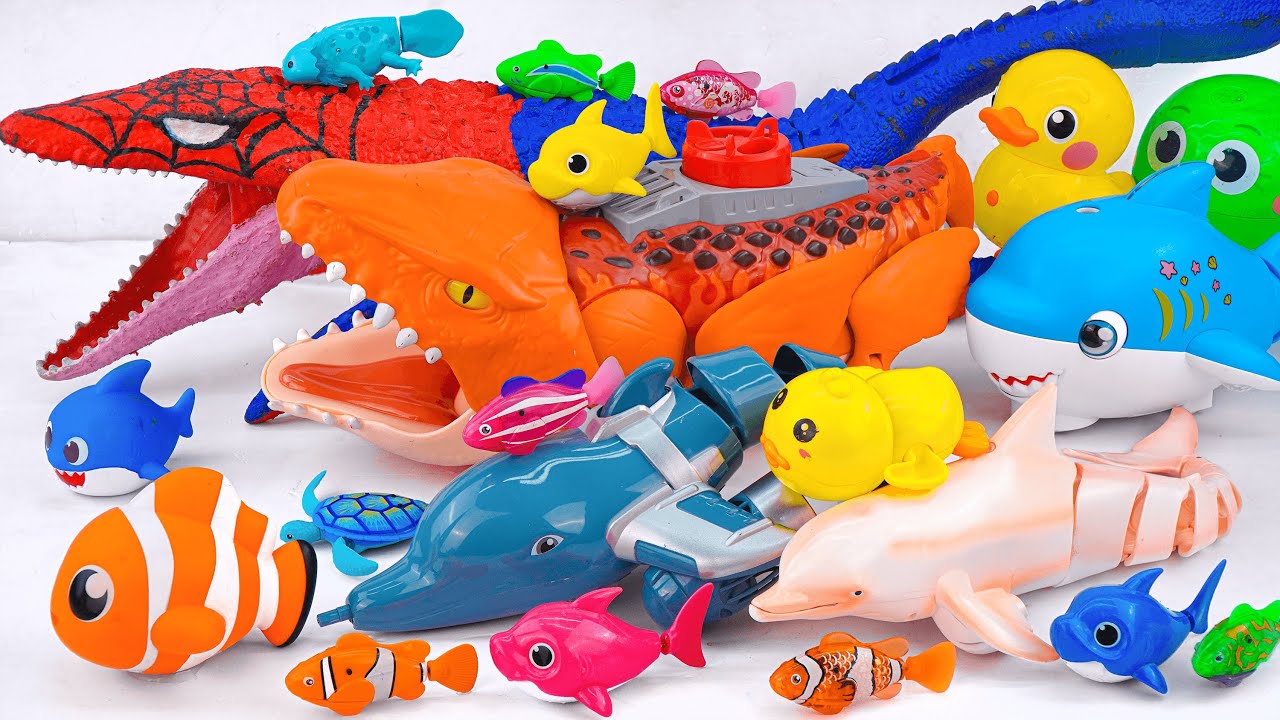 [🐳Toy asmr🐳] Mosasaurus & Pink Dolphin & Nimo Fish & Aquarium ASMR ...