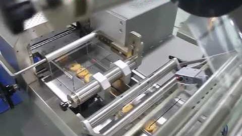 Servo Driven Horizontal Flow Wrapper AHP-400S couple with Biscuit in-feeder