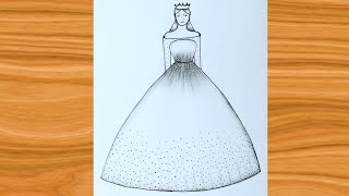 Princess Drawing || How to Draw a Barbie Girl with Beautiful Dress |Easy Pencil Sketch for Beginners