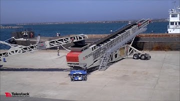 TITAN T800 6 Bulk Reception Feeder & TS1042 Radial Telescopic loading aggregates onto barges