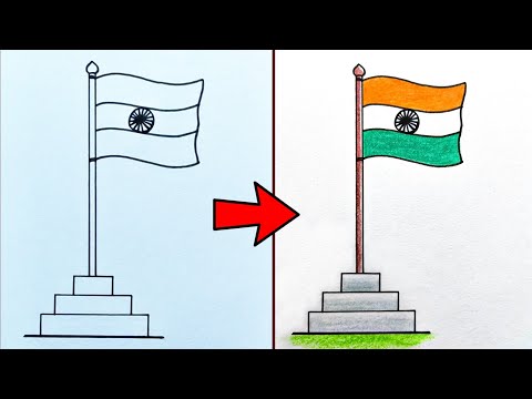 Indian Flag Drawing Very Easy | How to Draw Indian National Flag for Beginners| Republic Day Drawing