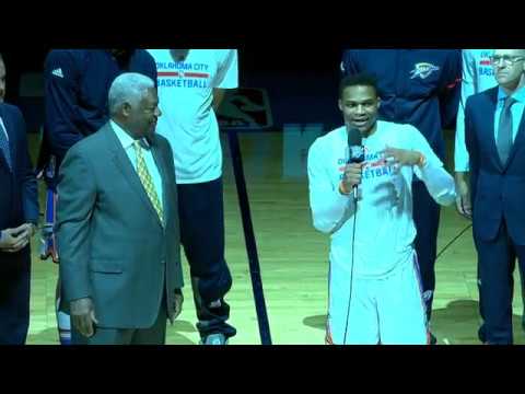 Oscar Robertson and Russell Westbrook Address OKC Crowd | April 12, 2017