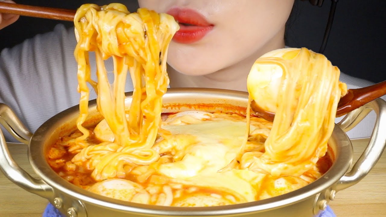 ASMR Celebrating Soupy Fire Noodles Re-release in Korea | Part 3 | Cheesy Soft Boiled Eggs Mukbang