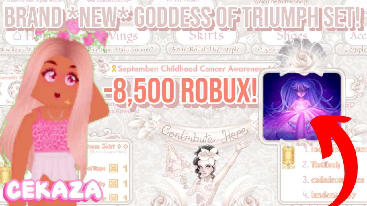 Buying The New Goddess Of Triumph Set Robux Roblox Royale