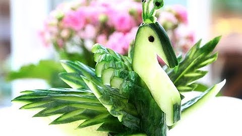 How To Make Cucumber Peacock - Vegetable Carving Garnish - Sushi Garnish - Food Art Decoration