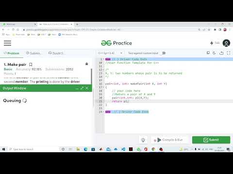 Make Pair C++ STL GEEKS FOR GEEKS SOLVED