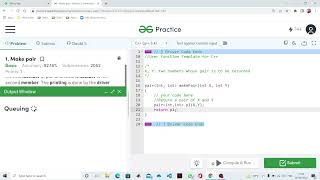 Make Pair C++ STL GEEKS FOR GEEKS SOLVED