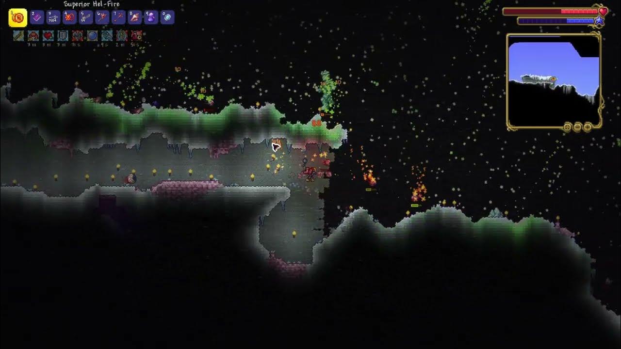 Terraria Fighting the Ice Golem during the blizzard weather but he