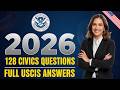 USCIS New 128 Civics Questions And Answers Official 2026 Version | US Citizenship Interview 2026