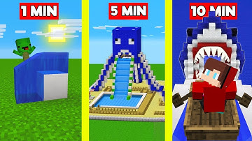 WATER SLIDE BUILD BATTLE In Minecraft - NOOB VS PRO CHALLENGE - Maizen Mizen Mazien Parody