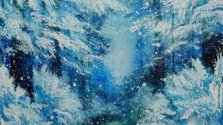 絵画 油絵 原画 風景 北欧 メルヘン 樹 ブルー 空 雪 アート F4 mqdefault.jpg
