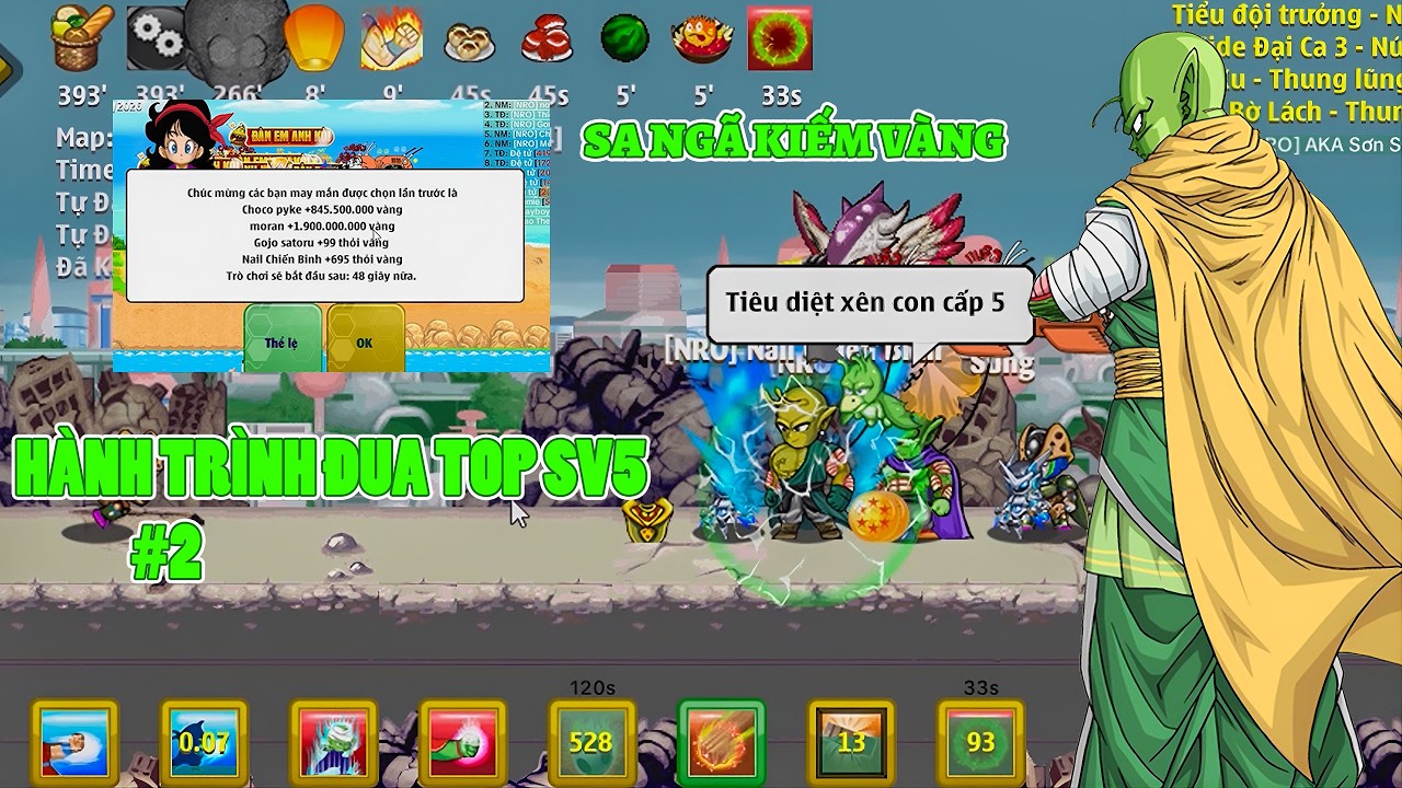 [ HỒI SINH NGỌC RỒNG ] VỪA KIẾM VÀNG VỪA ĐUA TOP SV5 QUÁ DỄ#hsnr #nro #hoisinhngocrong
