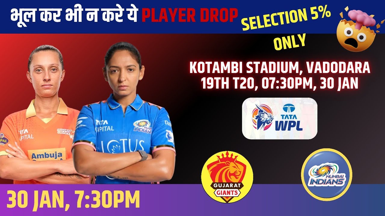 MI-W vs GG-W Today Match Prediction | MI W vs GG W Dream11 Prediction | WPL 2026 6th Match