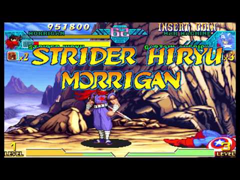 Marvel vs Capcom 1 ( Arcade ) - Morrigan / Strider Hiryu Playthrough ( July 13, 2017 )
