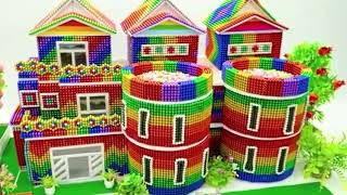  🌈 Building a Huge Rainbow House with 10,000+ Magnetic Balls! (Satisfying)