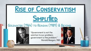 Rise of Conservatism Simplified: Goldwater (1964) to Reagan (1989) & Beyond