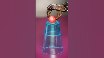 Experiment: 1000°C Red Hot Ball vs Plastic Glass! #asmr #experiment #science #satisfying #viral