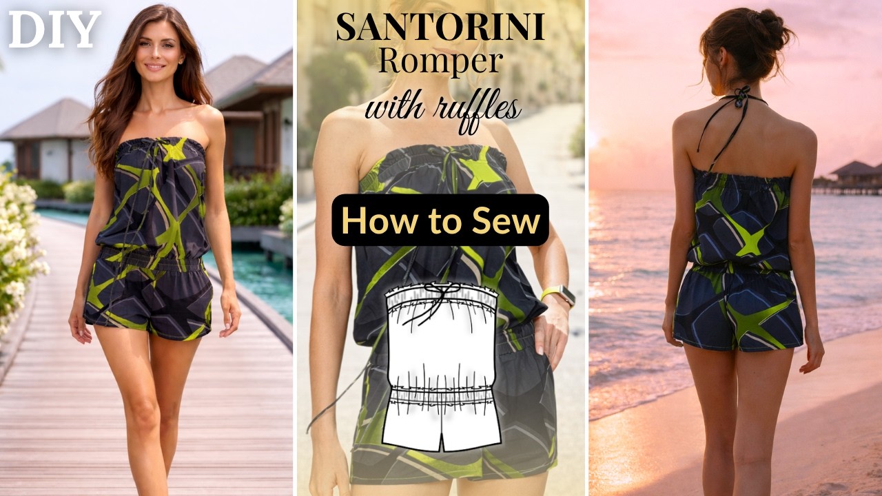 🧵 SEWING + PATTERN Santorini • DIY Romper: Short No Zipper Strapless w ...