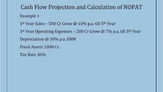 Calculation of NOPAT  FCFF