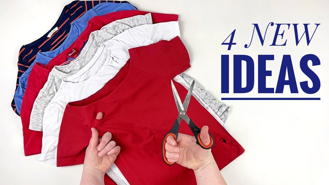 4 НОВЫЕ ИДЕИ ИЗ СТАРЫХ ФУТБОЛОК! ОТЛИЧНАЯ ПЕРЕРАБОТКА СТАРЫХ ВЕЩЕЙ!