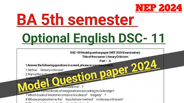 BA 5th semester | Optional English DSC 11 | model question paper | NEP | RCUB |