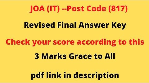 HPSSC JOA(IT)--817 Final Revised Answer key || Pdf link in Description