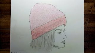 رسم سهل | رسم فتاة ترتدي قبعة | رسم فتاة | رسم كيوت