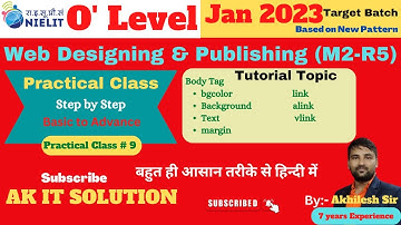 #9 HTML || Body Tag || Bgcolor, Background, link, alink, vlink, leftmargin, topmargin || O Level