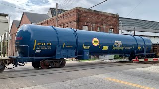 When 2 Trains Pass In A Row, Mad Driver Goes Wrong Way On 1 Way Street, HUGE Safety Training Car!