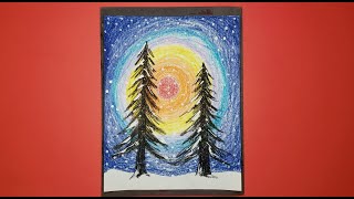 Elementary Art Winter Tree Drawing