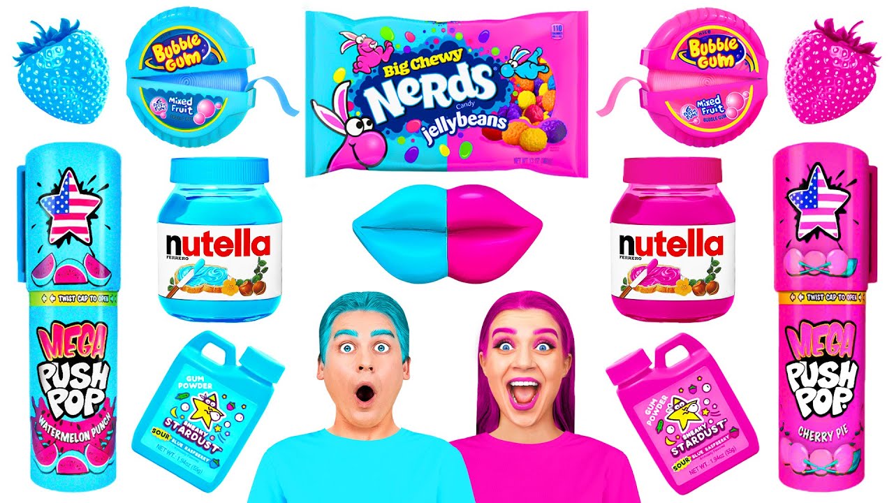 Pink Food vs Blue Food Color Challenge | Funny Food Hacks by BooBoom Challenge