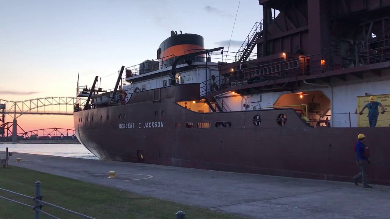 Great Lakes Freighter Herbert C Jackson in the Soo YouTube