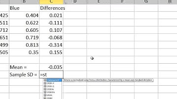 Excel 2010 - Confidence Intervals - Difference Between Means - Matched Pair Data